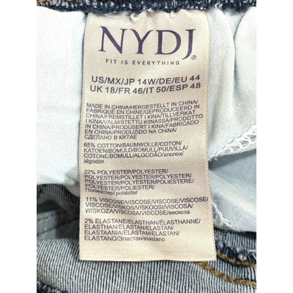 NYDJ Jeans Womens 14W Blue 37.5X32 Pull On Stretch Wide Leg High Rise Denim - Picture 9 of 9